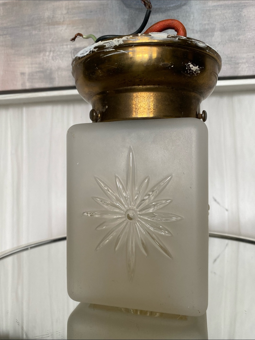 Art Deco Atomic Burst Satin Glass Brass!